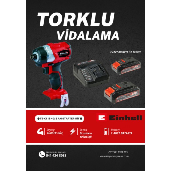 EİNHELL TE-CI 18 Lİ 2*2,5 AH BATARYA