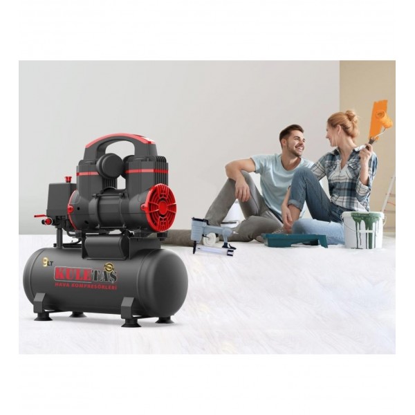 KULETAŞ SESSİZ YAĞSIZ HAVA KOMPRESSÖRÜ PREMİUM 9 LT