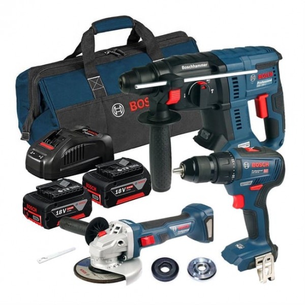 BOSCH PROFESSİONAL GSR 18V-50+ GHB 180 + GWS 180 2* GBA 18V 3 LÜ SET 5.0AH 18V