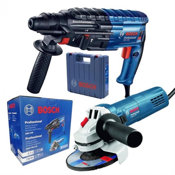 BOSCH PROFESSİONAL GBH 240 KIRICI DELİCİ + PROFESSİONAL GWS 750-125 AVUÇ TAŞLAMA MAKİNESİ CARTON